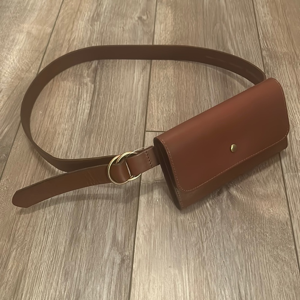 Brown Cow Leather Belt Bag detachable pouch